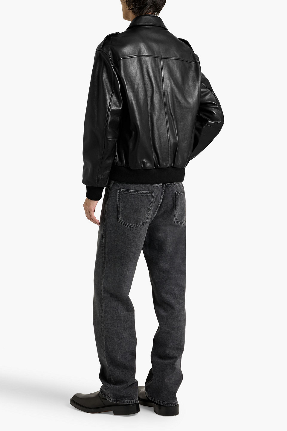 Frame Leather Bomber Jacket In Black