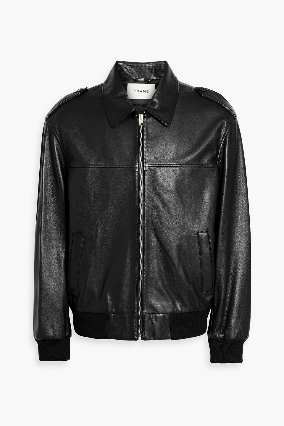 Frame Leather Bomber Jacket In Black