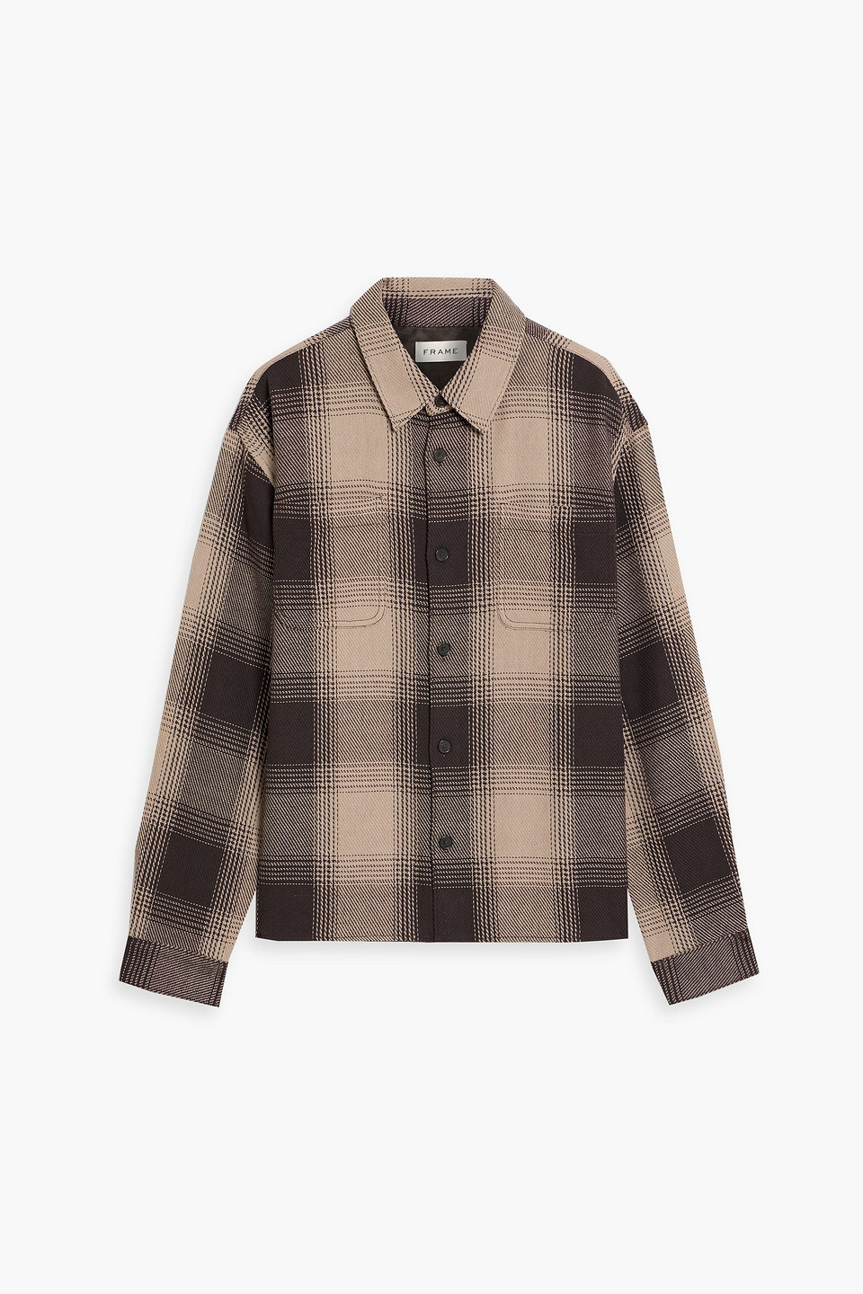 Frame Checked Cotton-jacquard Shirt In Brown