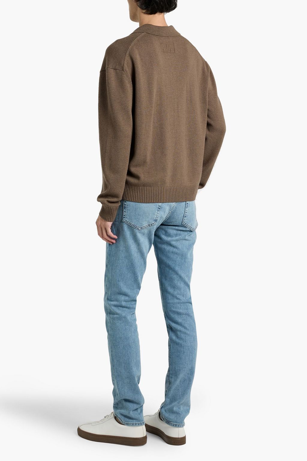 FRAME Wool and silk-blend polo sweater