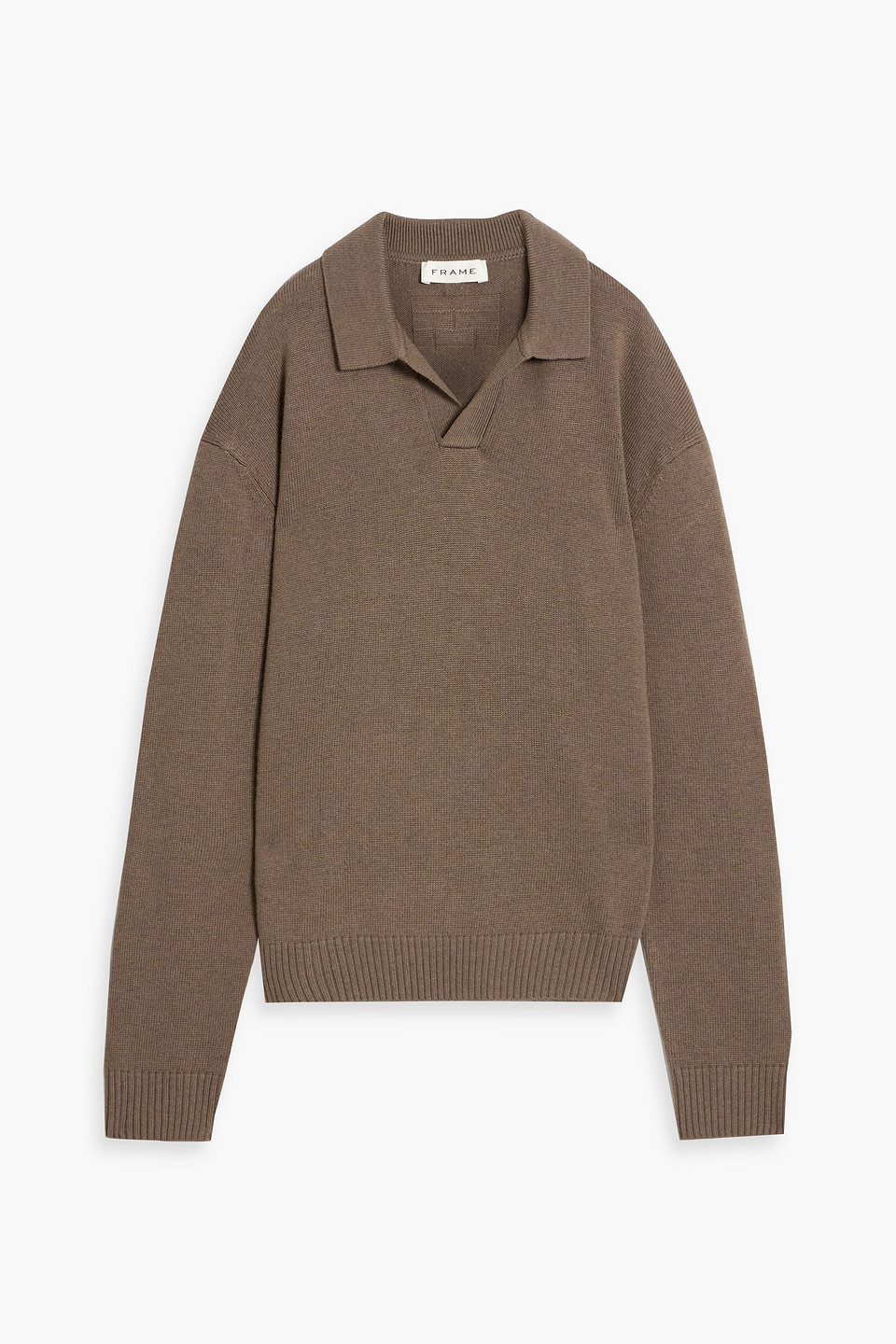 Frame Wool And Silk-blend Polo Sweater In Brown