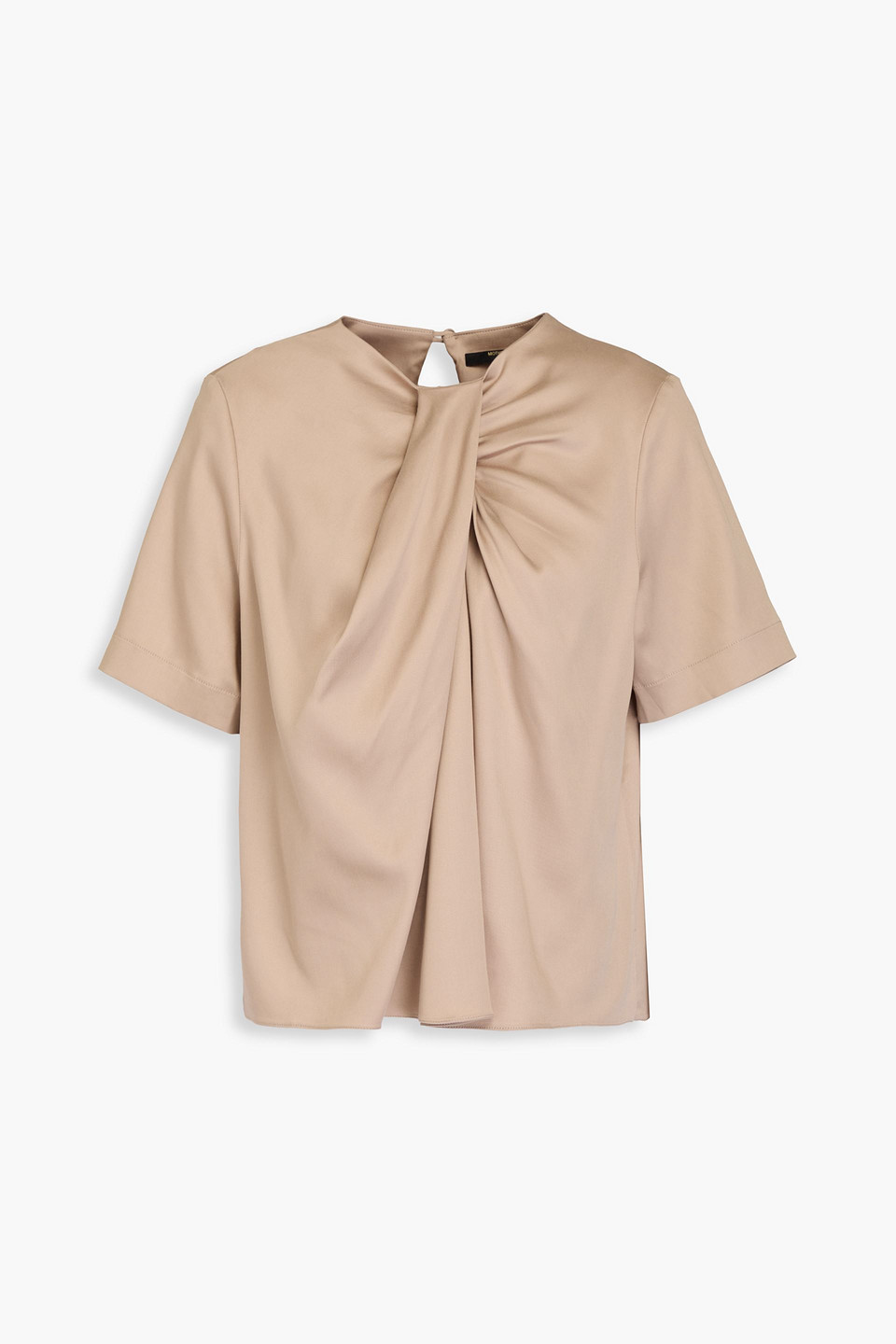 Mother Of Pearl Ruched Tencel-blend Twill Top In Beige