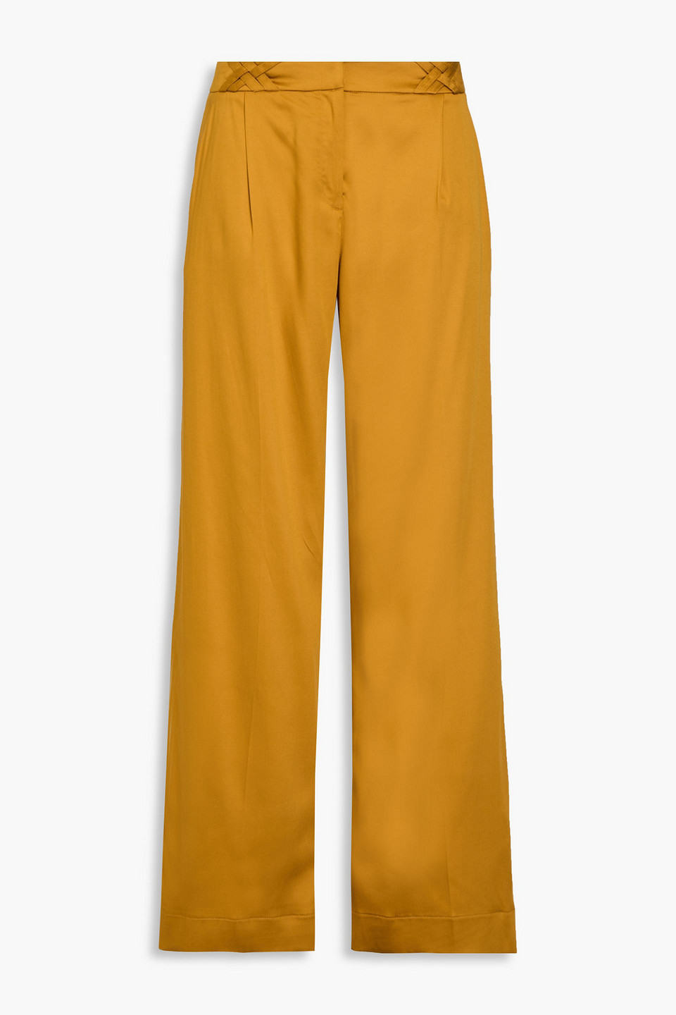 Mother Of Pearl Tencel-blend™ Satin-twill Straight-leg Trousers In Yellow