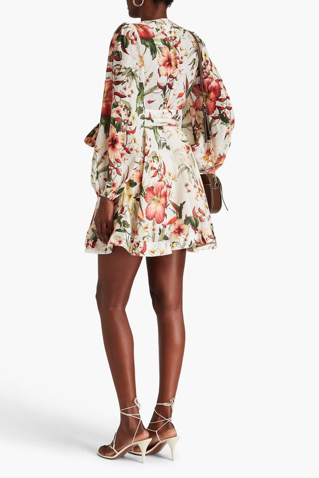 ZIMMERMANN Floral-print linen mini wrap dress
