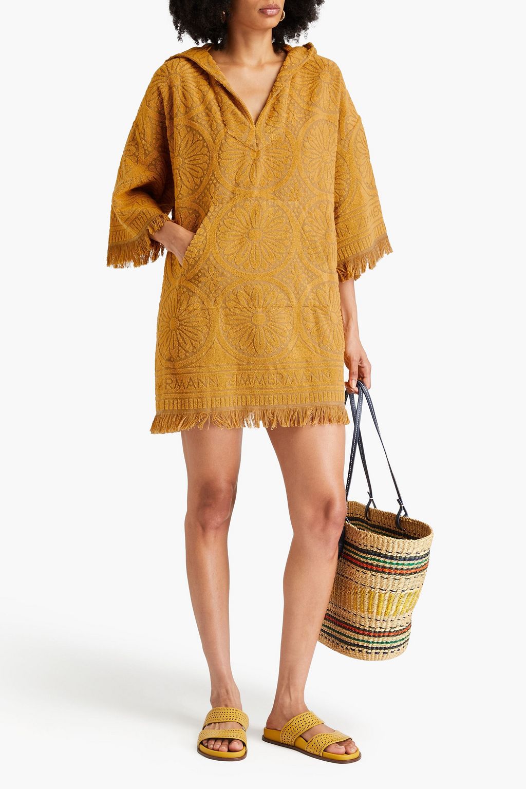 ZIMMERMANN コットンテリージャカード ミニワンピース ほつれ加工