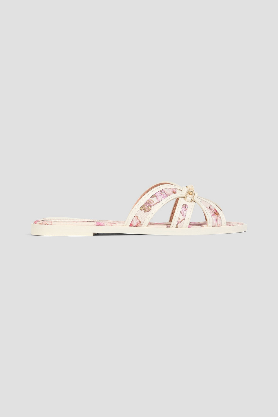 Zimmermann Sandalen Aus Leinen Mit Floralem Print In Elfenbein