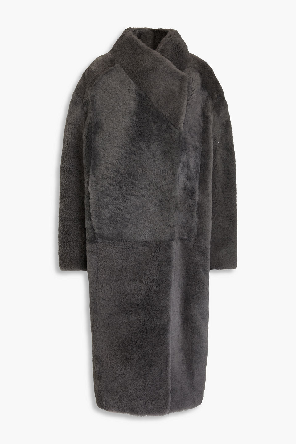Wrap-effect shearling coat