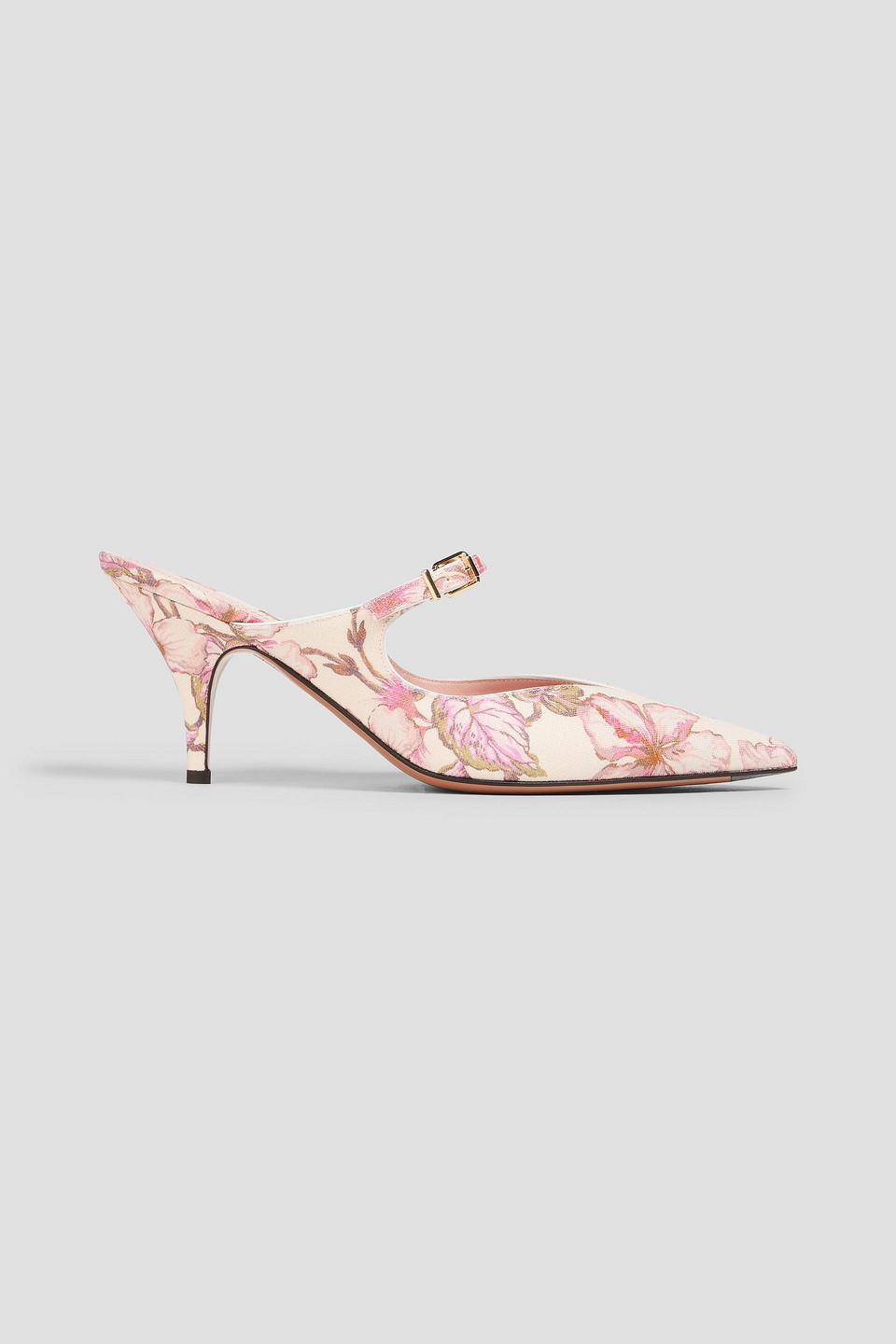 Zimmermann Floral-print Linen Mules In Ivory