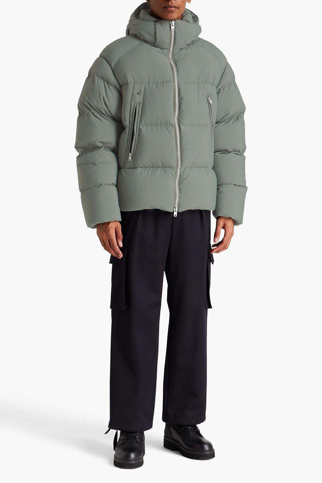 Y-3 퀼팅 쉘 다운 재킷