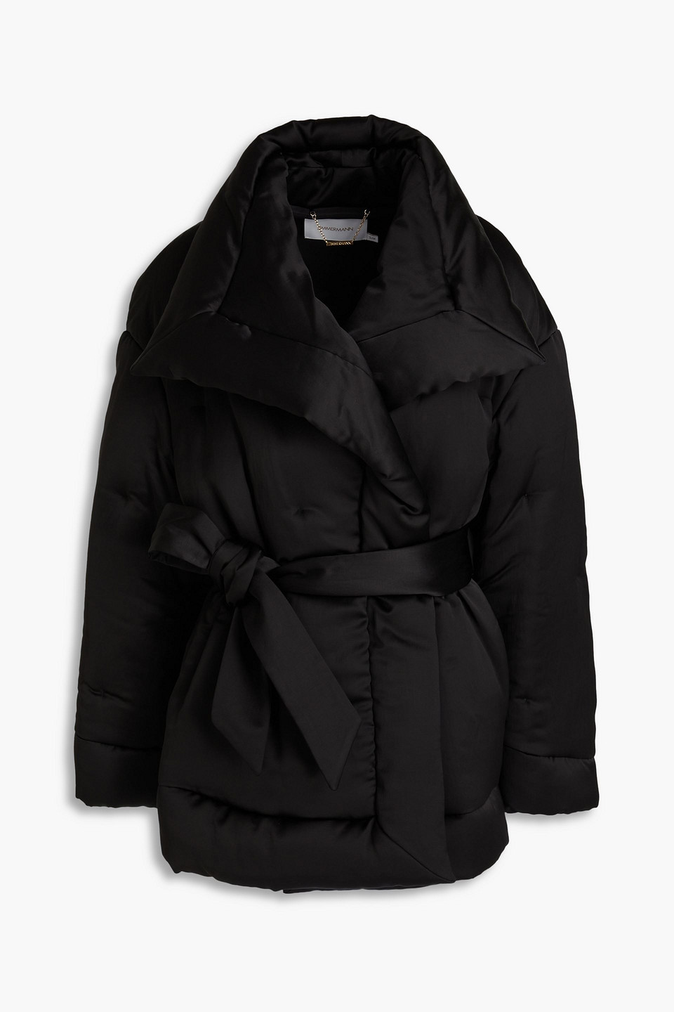 Zimmermann Luminosity Satin Wadded Jacket In Black