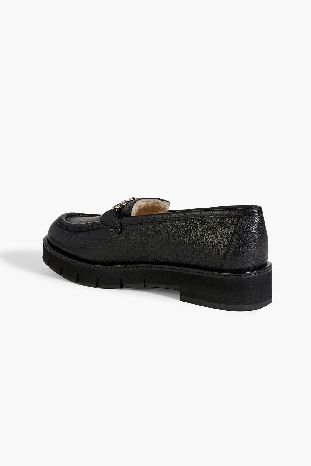 FERRAGAMO Rolo embellished textured-leather loafers