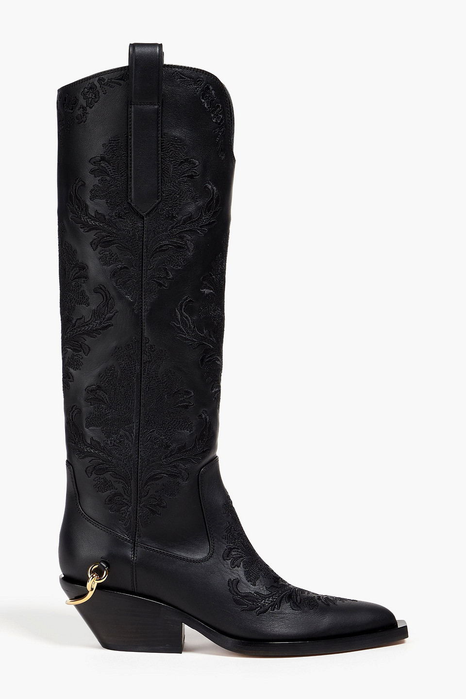 Zimmermann Embellished Leather Cowboy Boots In Black