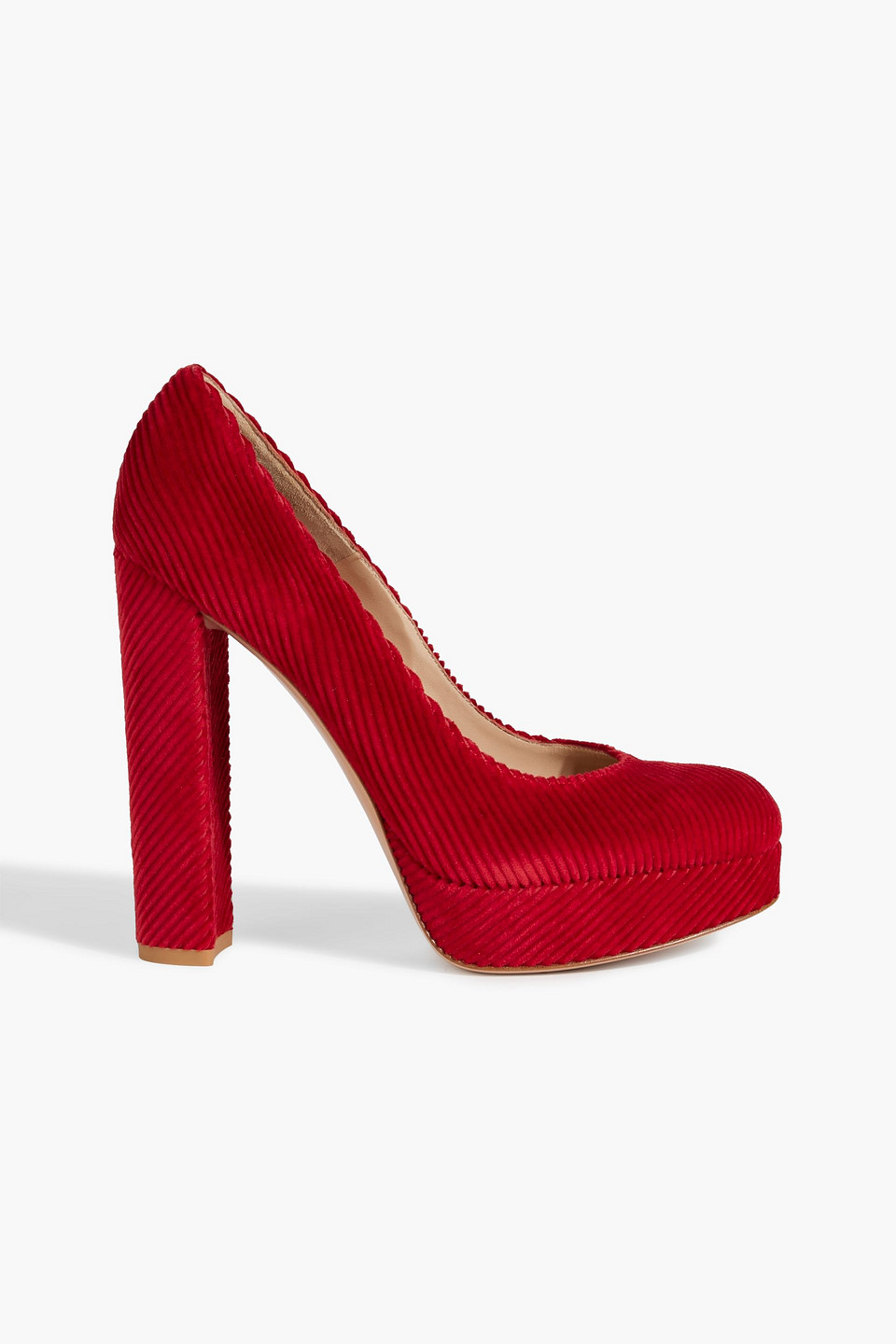 Gianvito Rossi Paulina Corduroy Platform Pumps In Red
