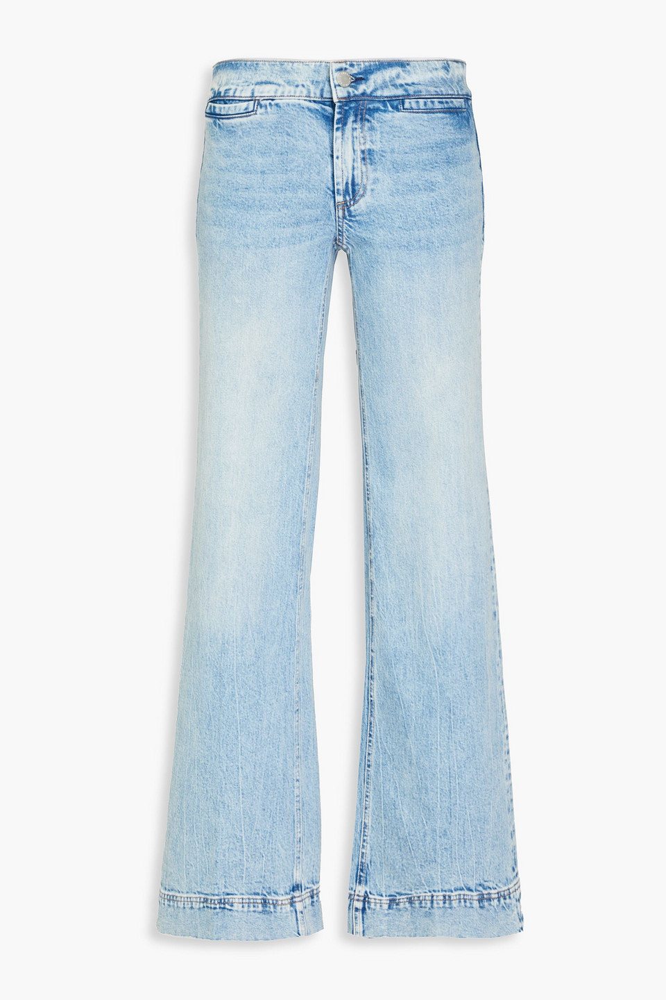Alice And Olivia Low-rise Flared Jeans In Light Denim