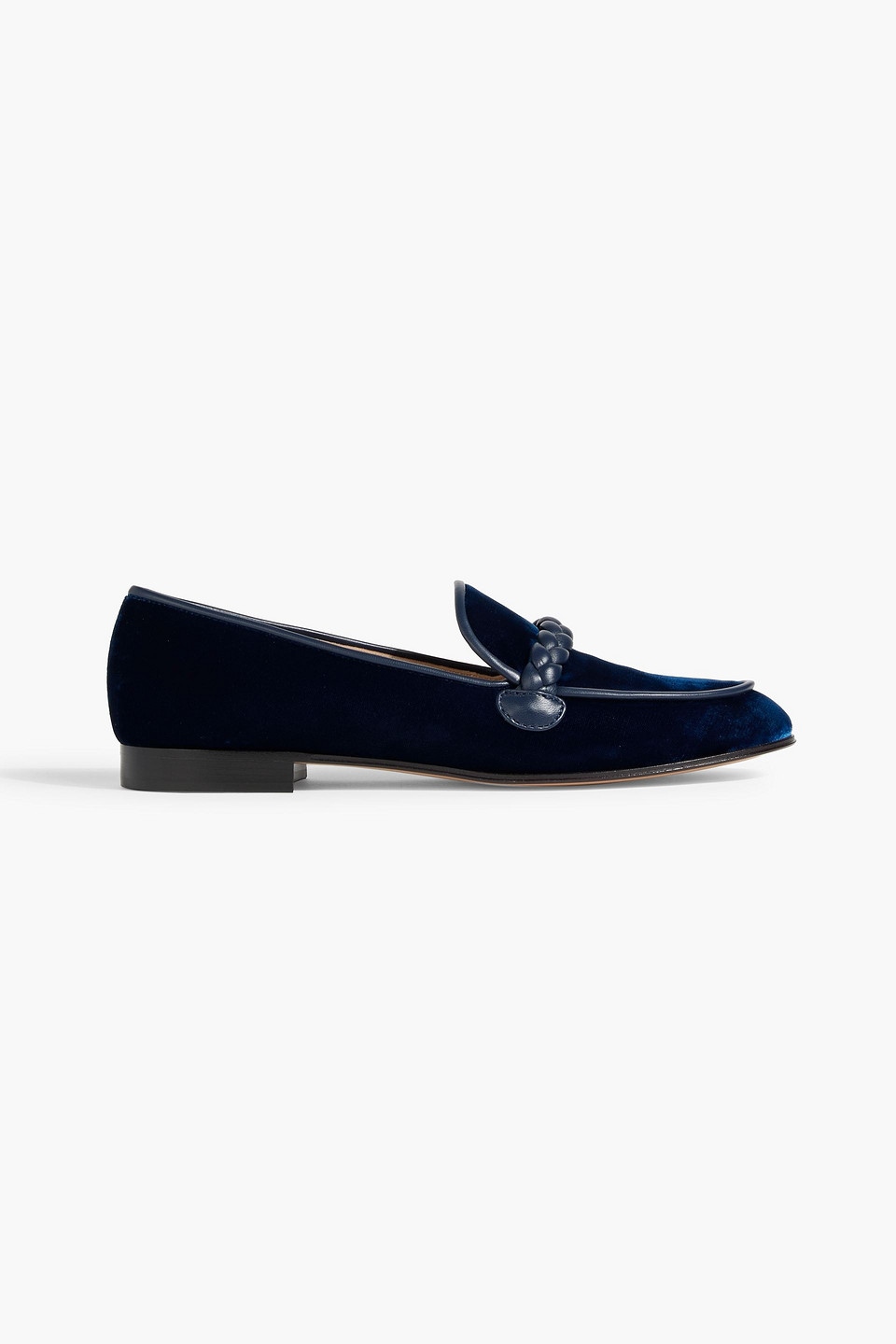 Gianvito Rossi Belem Leather-trimmed Velvet Loafers In Royal Blue