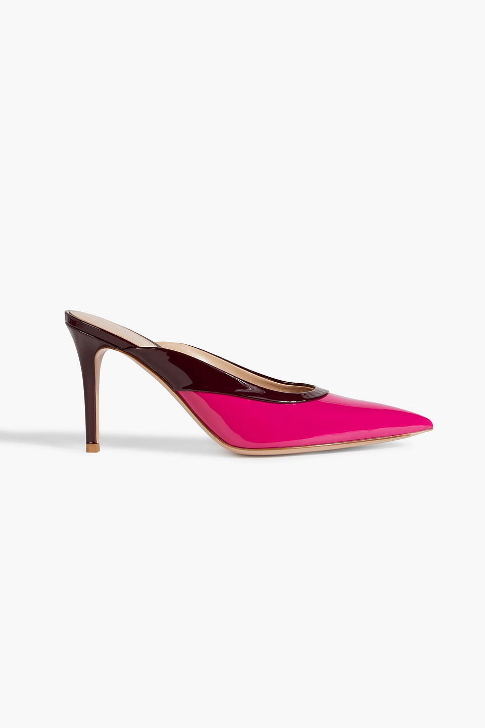Gianvito Rossi Two-tone Patent-leather Mules In Fuchsia