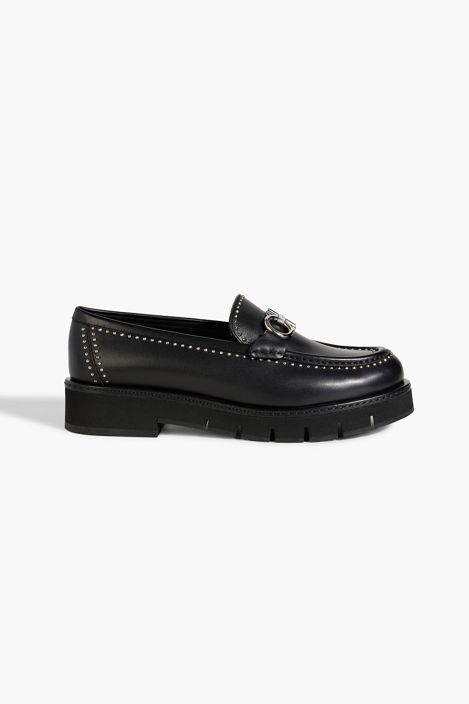 Ferragamo Rolo Embellished Leather Loafers In Black