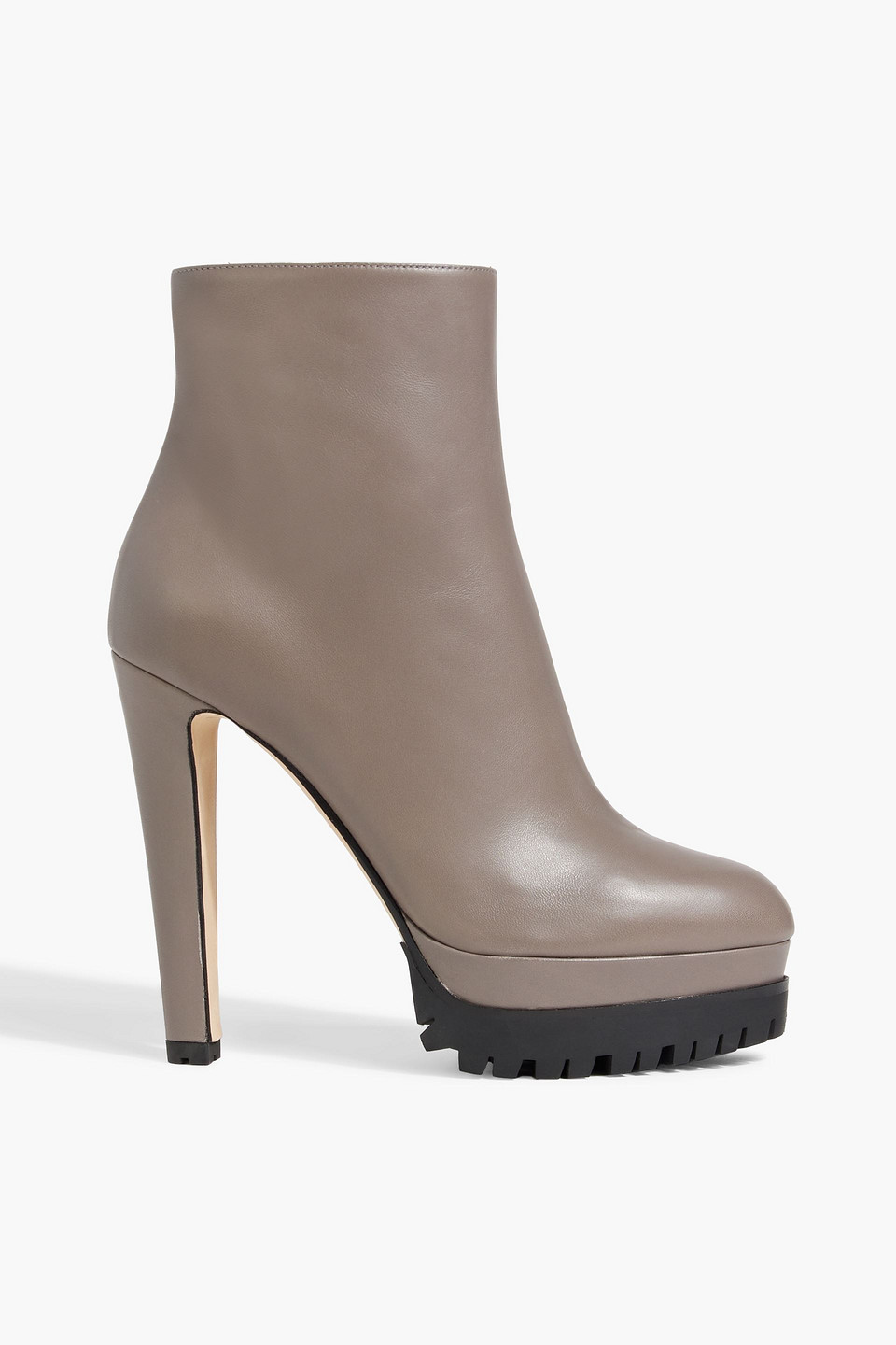 Sergio Rossi Shana 090 Leather Platform Boots In Mushroom