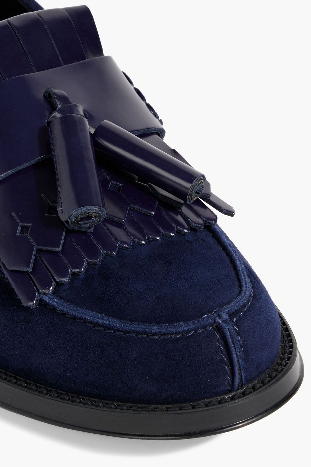 TOD'S Leather-trimmed suede loafers