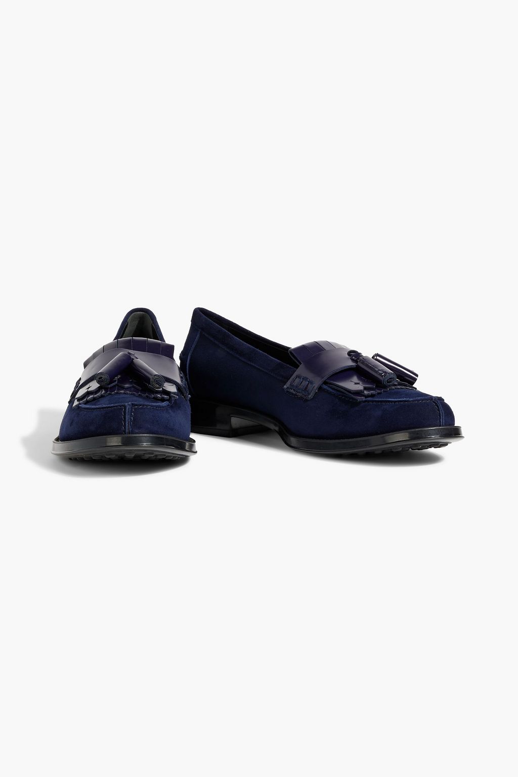 TOD'S Leather-trimmed suede loafers