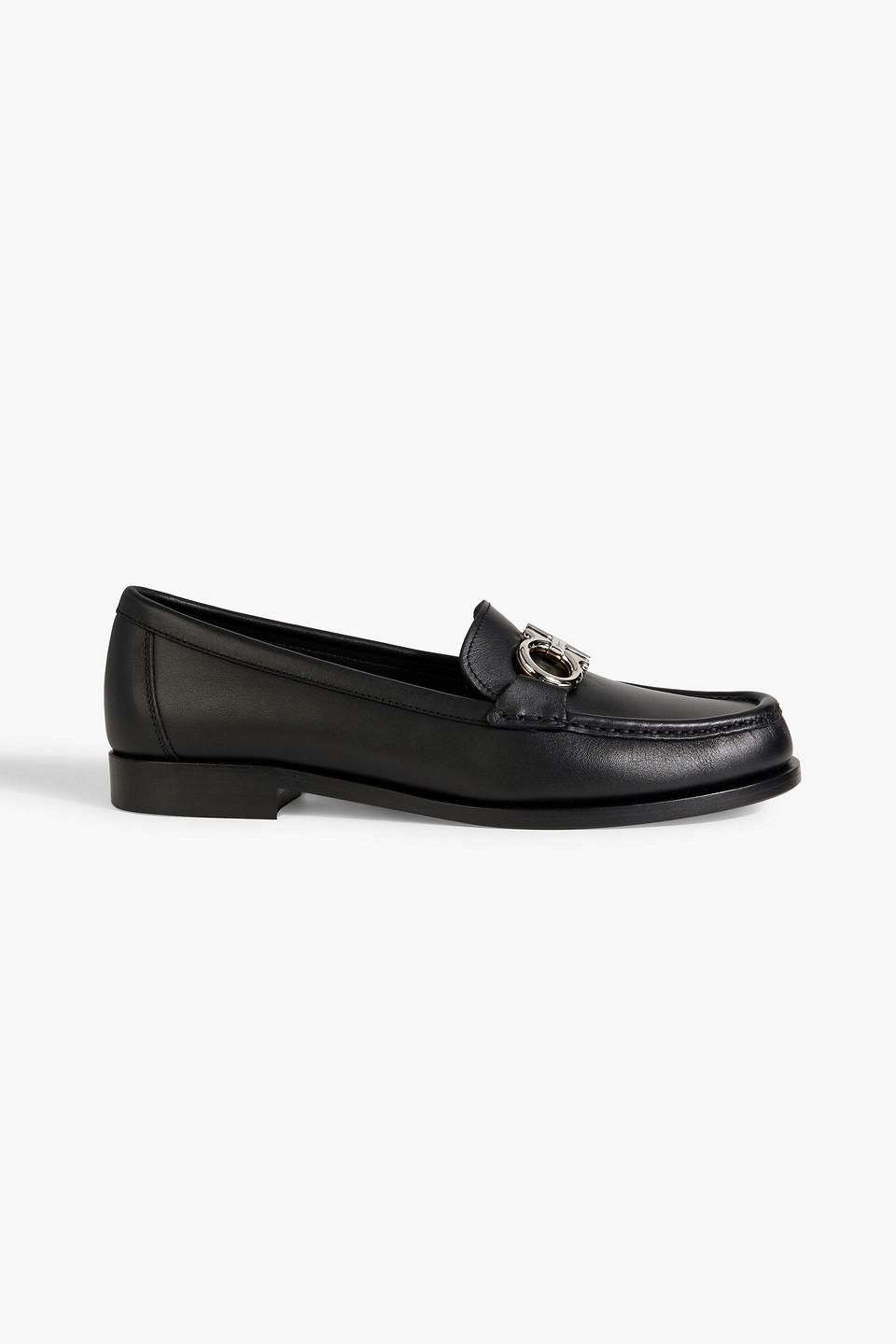 Ferragamo Rolo Embellished Leather Loafers In Black