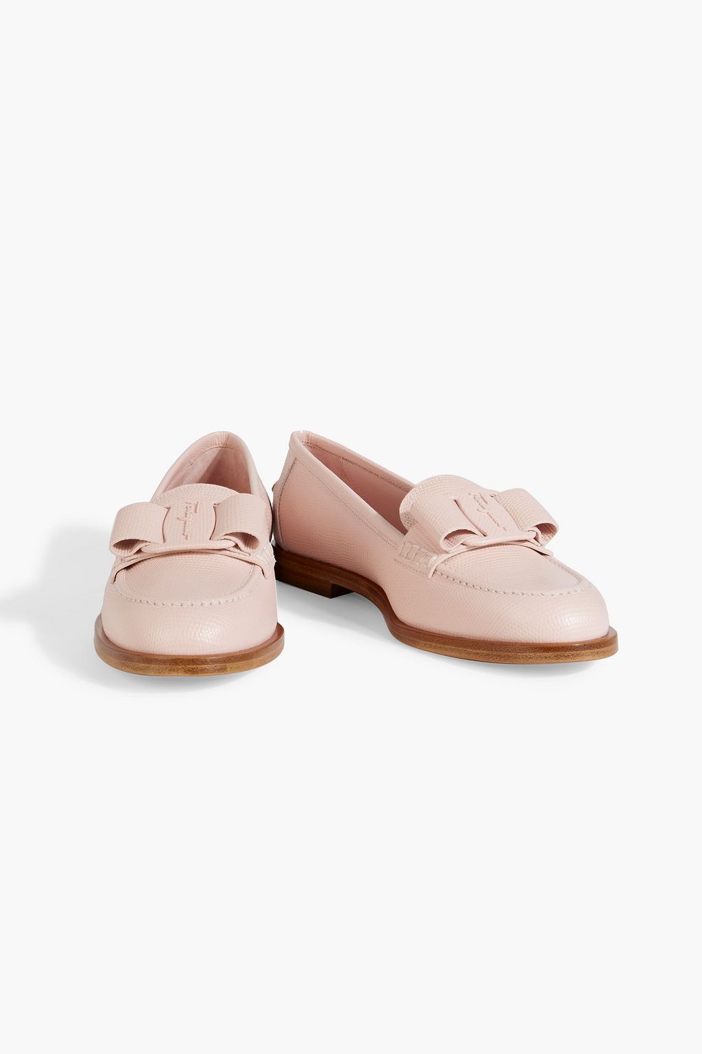 FERRAGAMO Vivaldo bow-detailed lizard-effect leather loafers