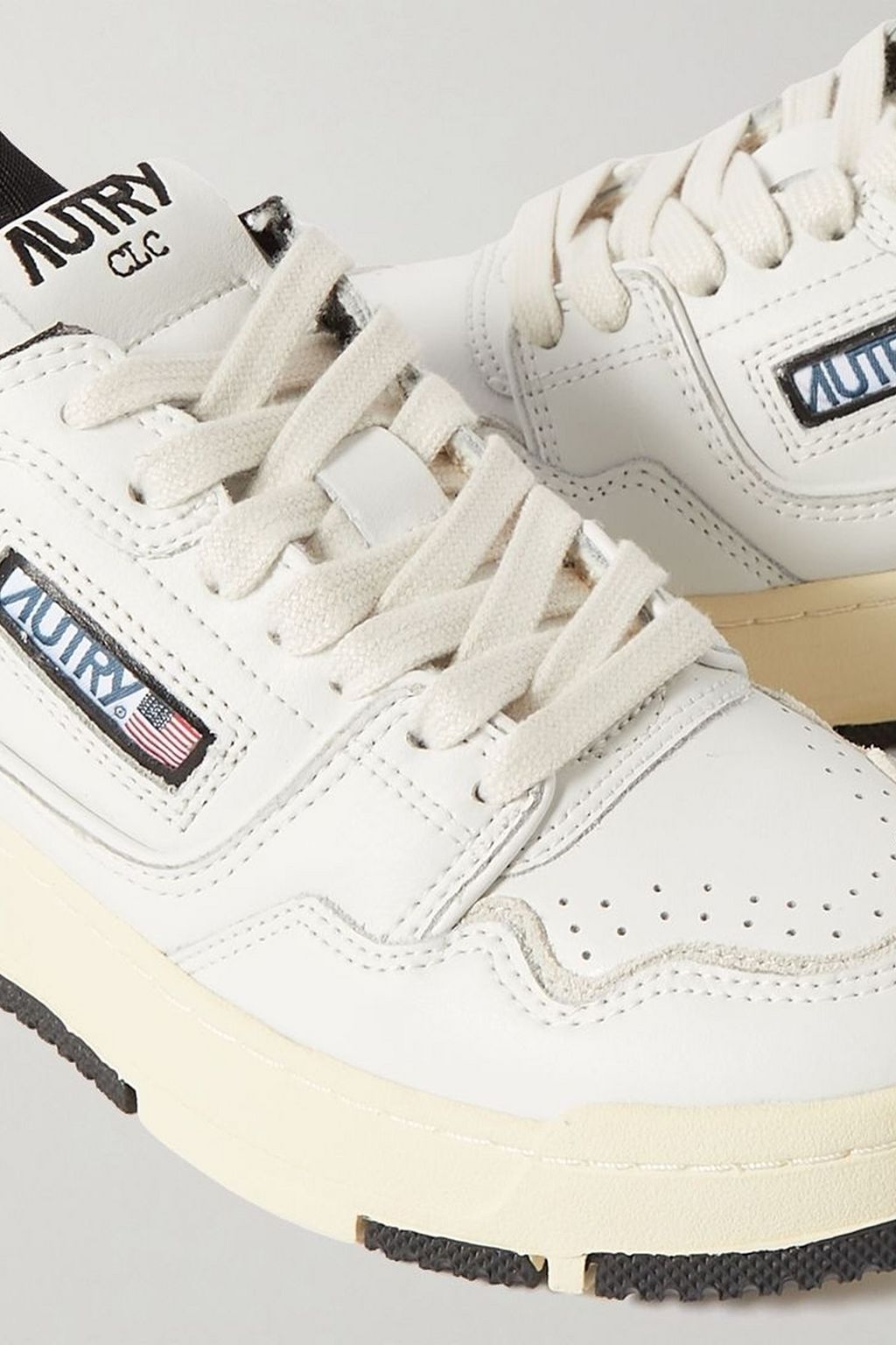 AUTRY CLC Low suede-trimmed leather sneakers