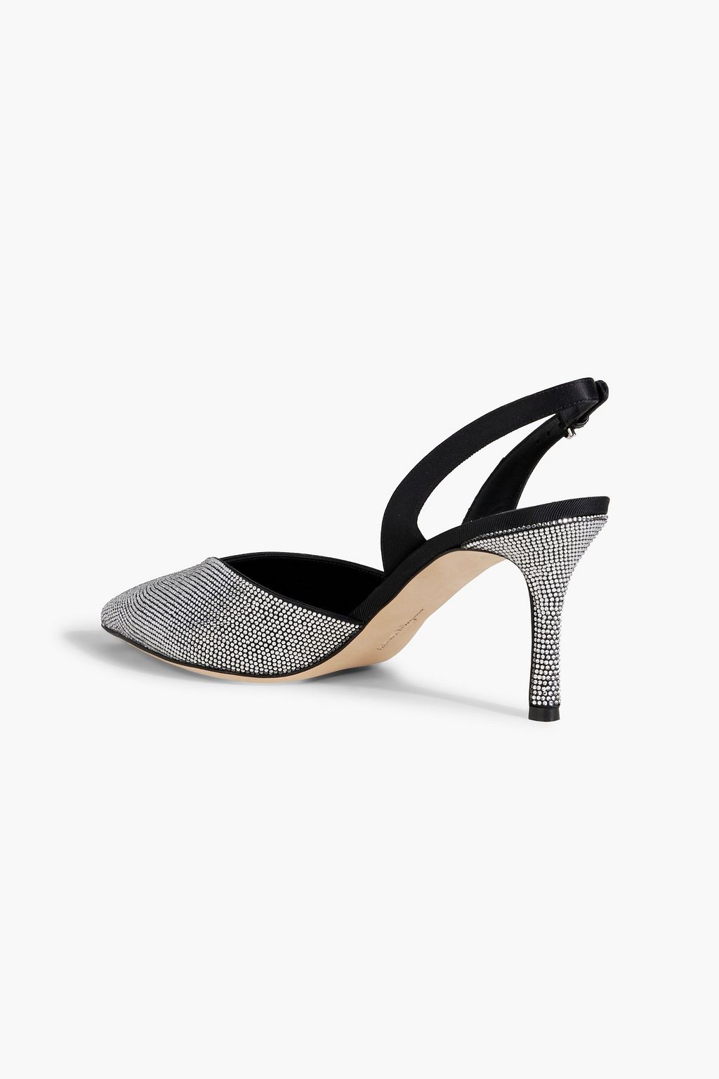 FERRAGAMO Ileen 70 crystal-embellished satin slingback pumps