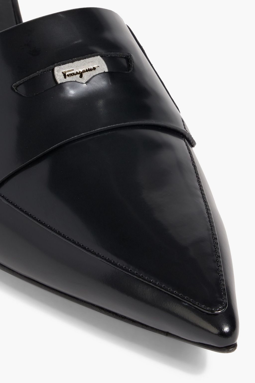 FERRAGAMO Nyta glossed-leather mules