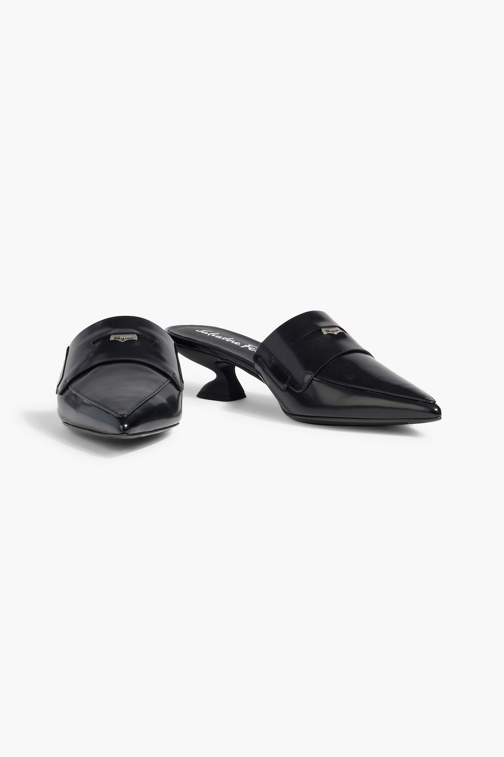 FERRAGAMO Nyta glossed-leather mules