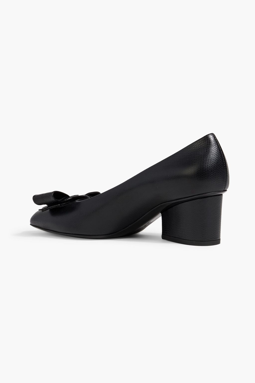 FERRAGAMO Viva bow-detailed lizard-effect leather pumps
