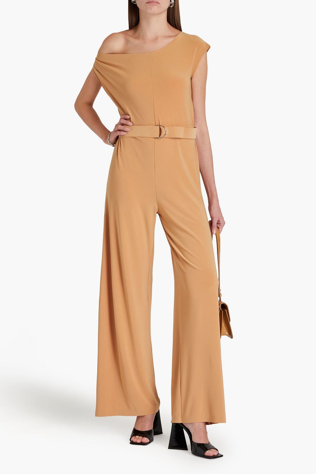 NORMA KAMALI Belted draped jersey jumpsuit