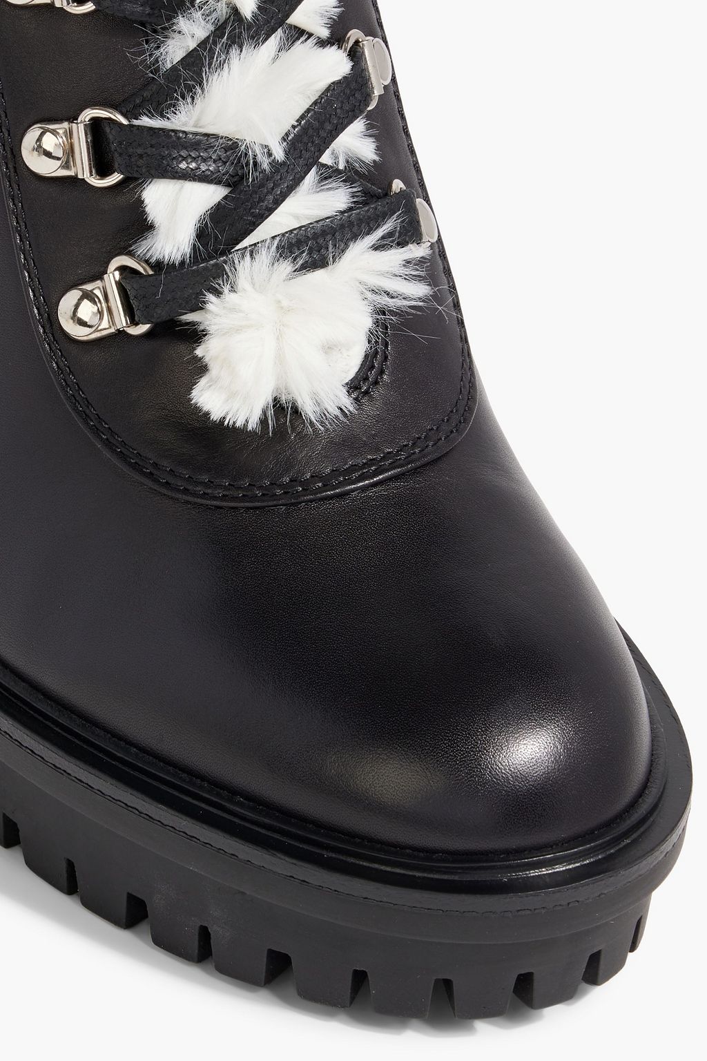 GIANVITO ROSSI Alaska faux fur-trimmed leather ankle boots