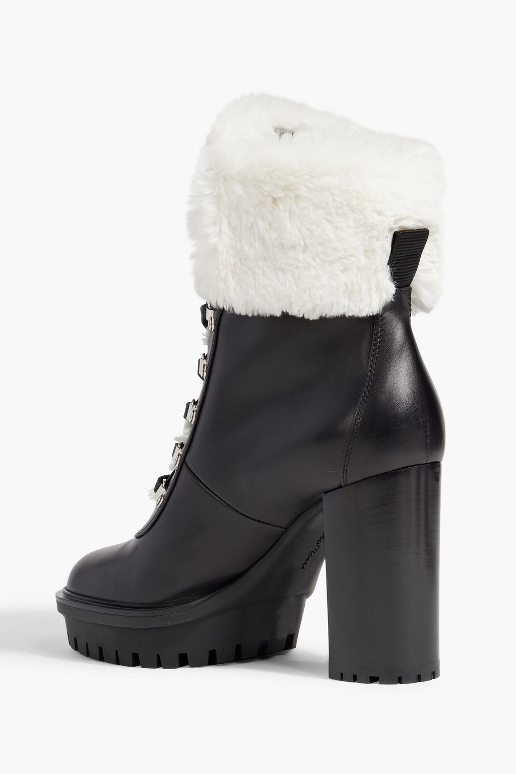 GIANVITO ROSSI Alaska faux fur-trimmed leather ankle boots