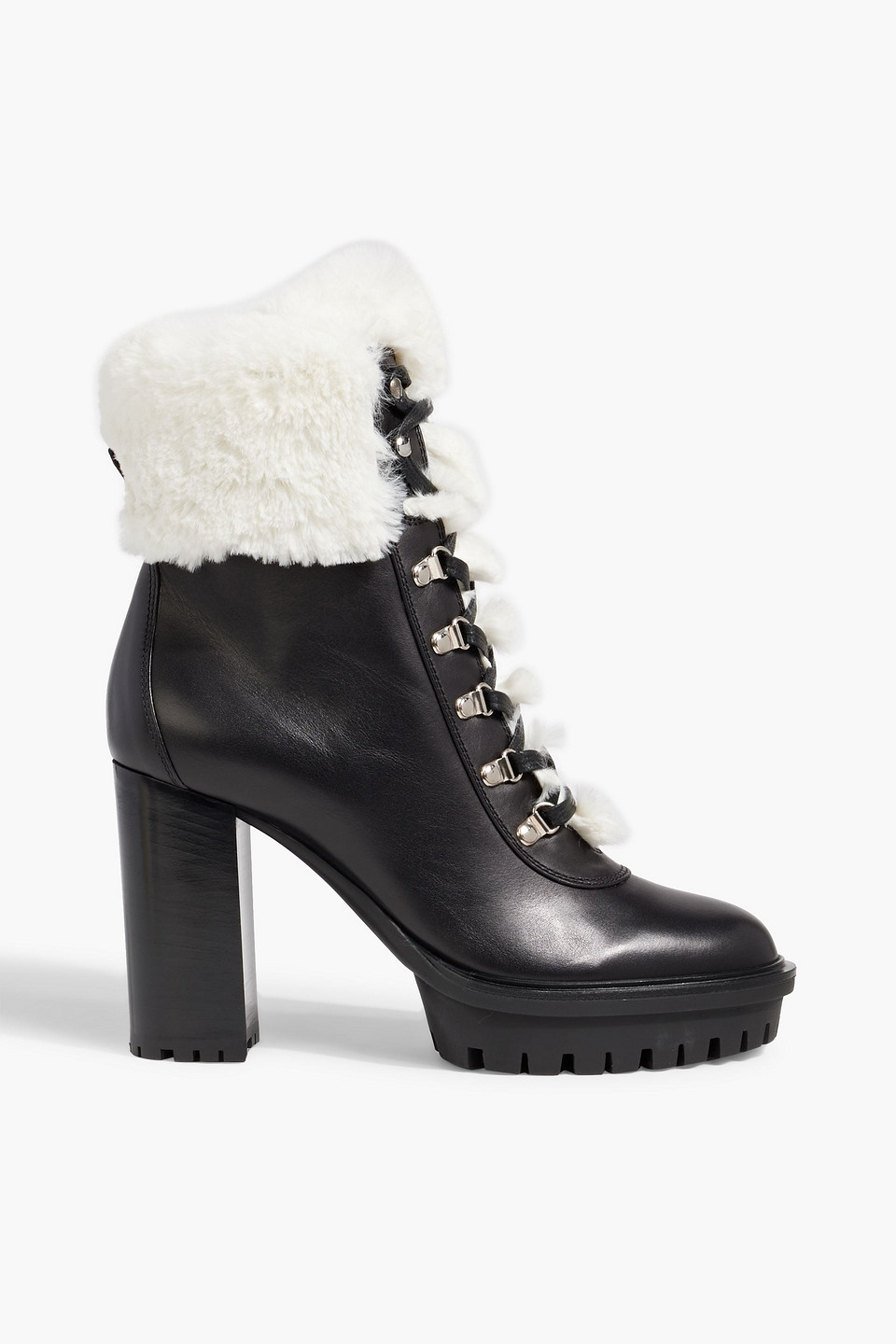Gianvito Rossi Alaska Faux Fur-trimmed Leather Ankle Boots In Black