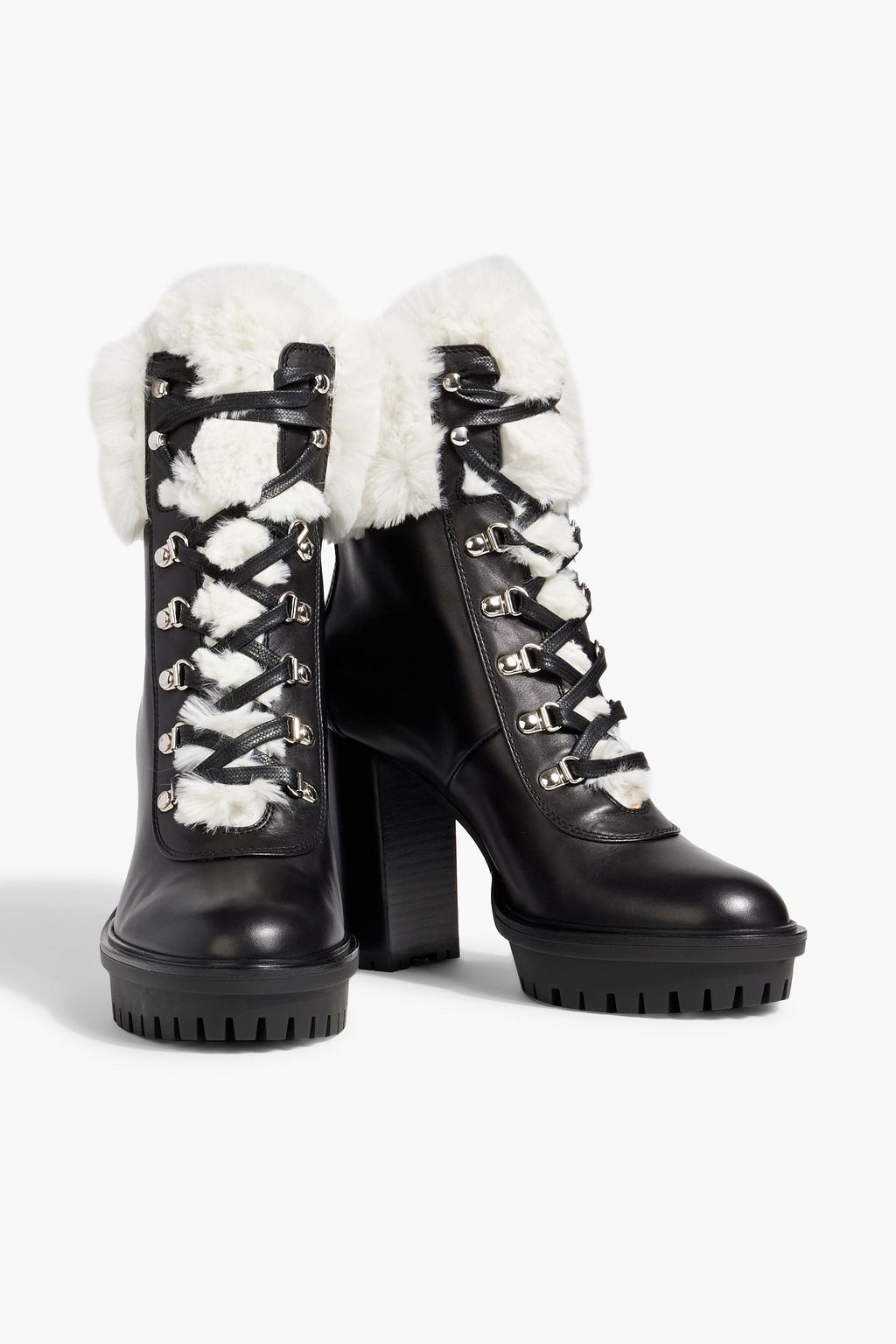 GIANVITO ROSSI Alaska faux fur-trimmed leather ankle boots