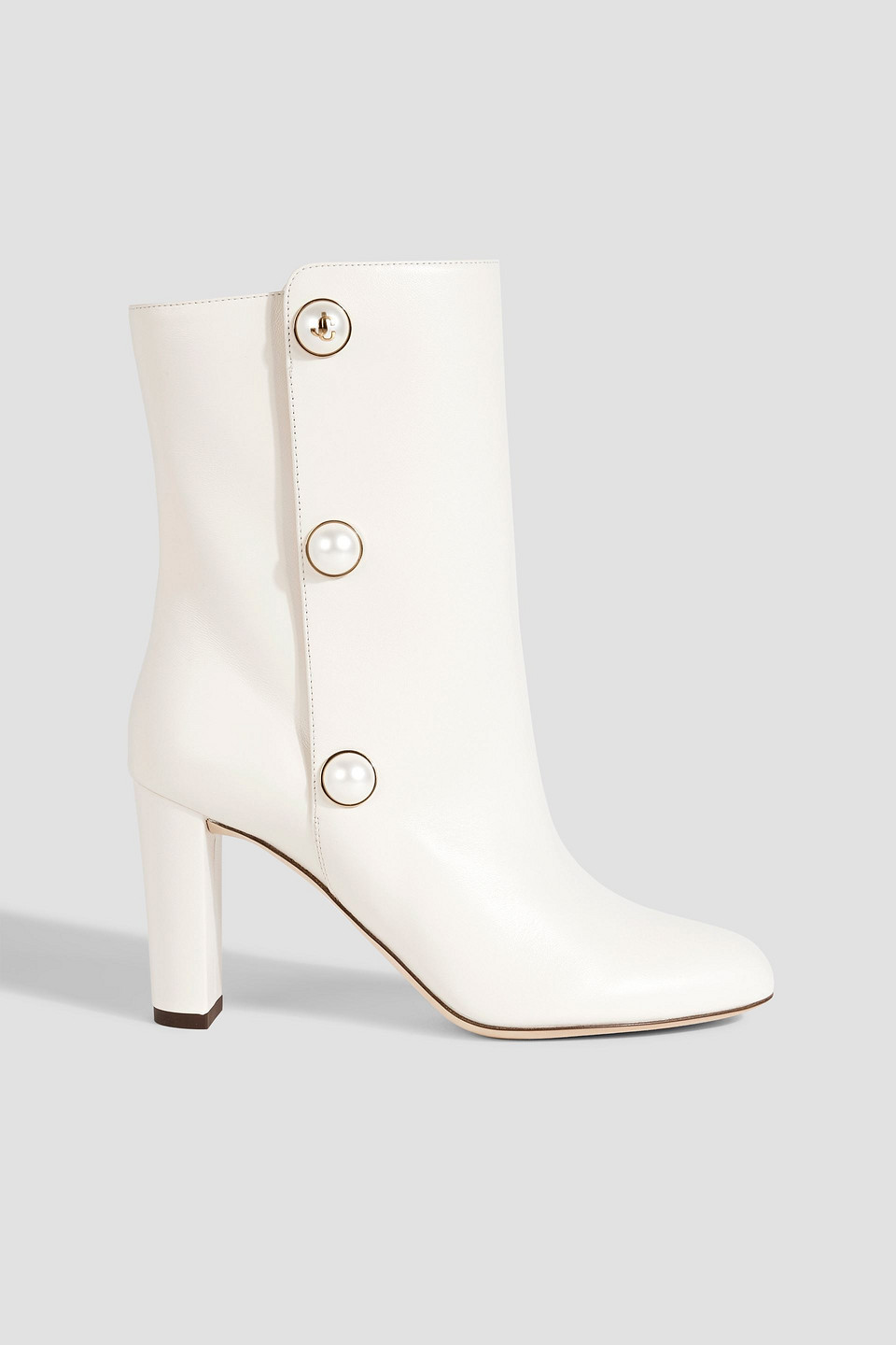 Jimmy Choo Rina 85 Embellished Leather Ankle Boots In Ivory