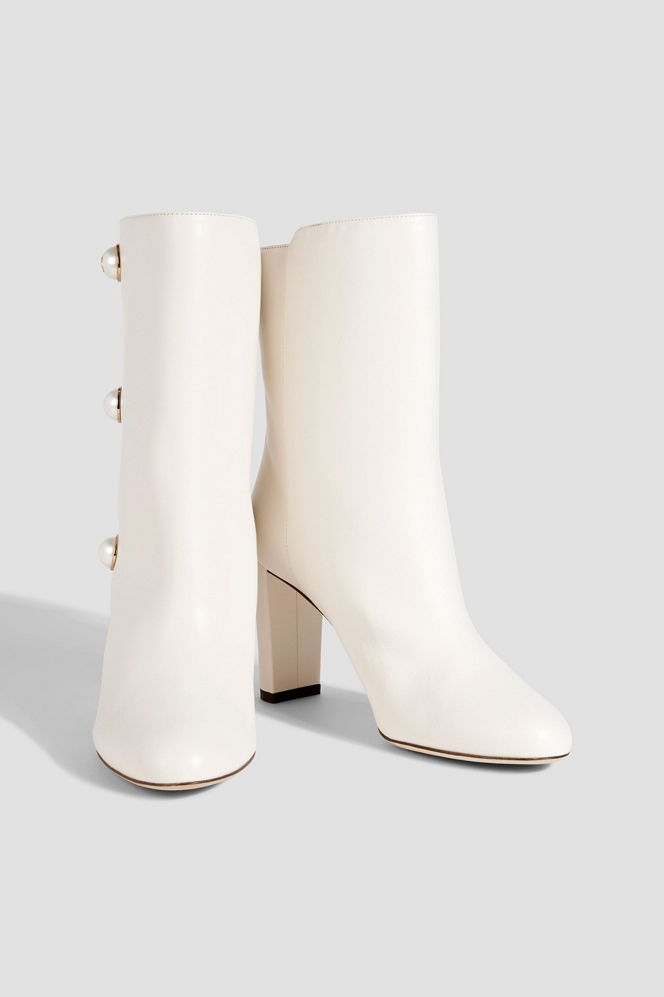 Jimmy Choo Rina 85 Embellished Leather Ankle Boots In Ivory