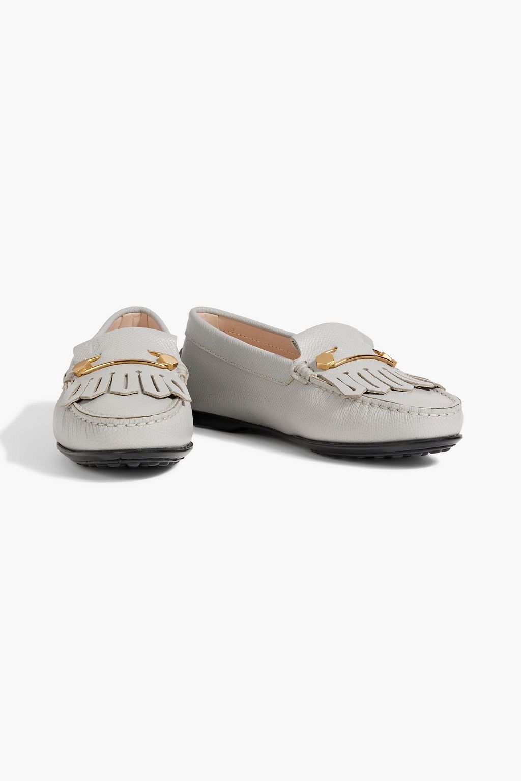 TOD'S Fringed textured-leather loafers