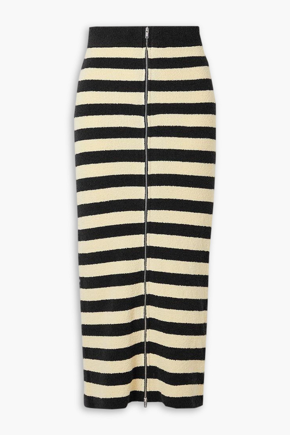 Nanushka Nima Striped Cotton-blend Terry Midi Skirt In Black