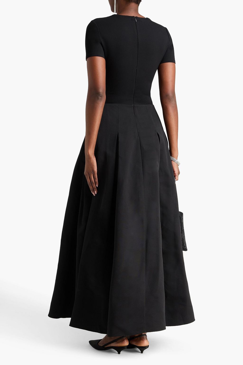 STAUD Hopper cotton-blend jersey and faille maxi dress
