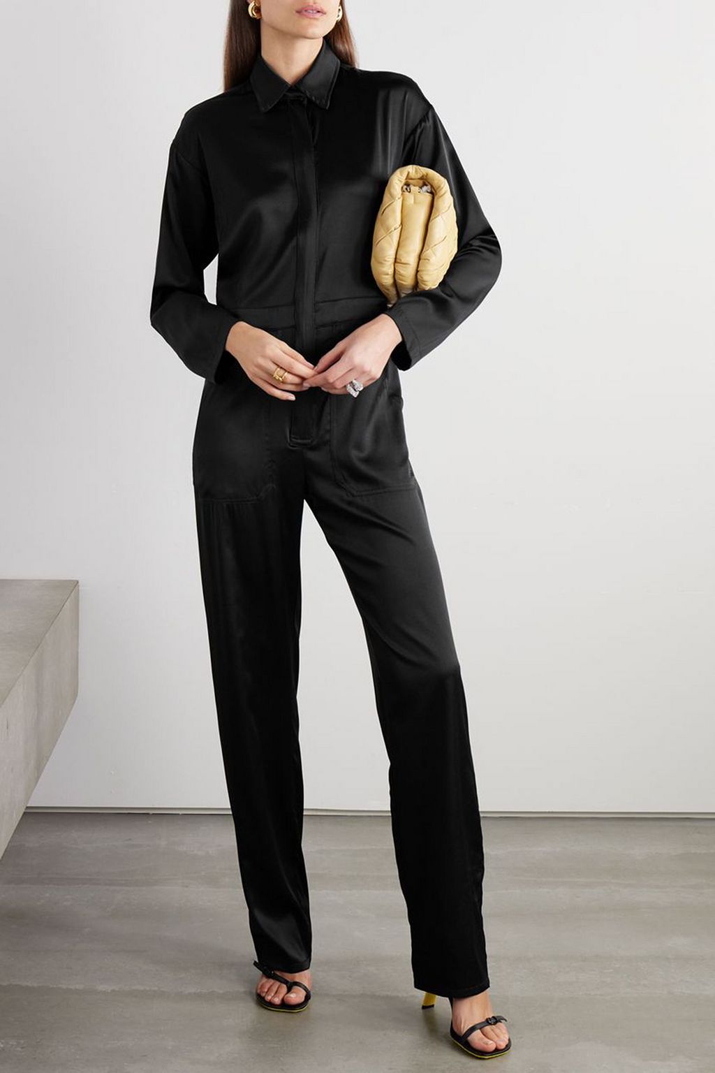 RIVET UTILITY Powerhouse stretch-silk charmeuse jumpsuit