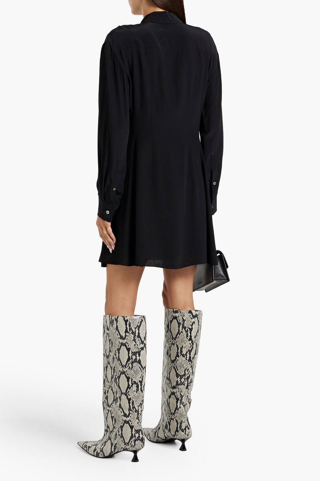 THEORY Crepe de chine mini shirt dress