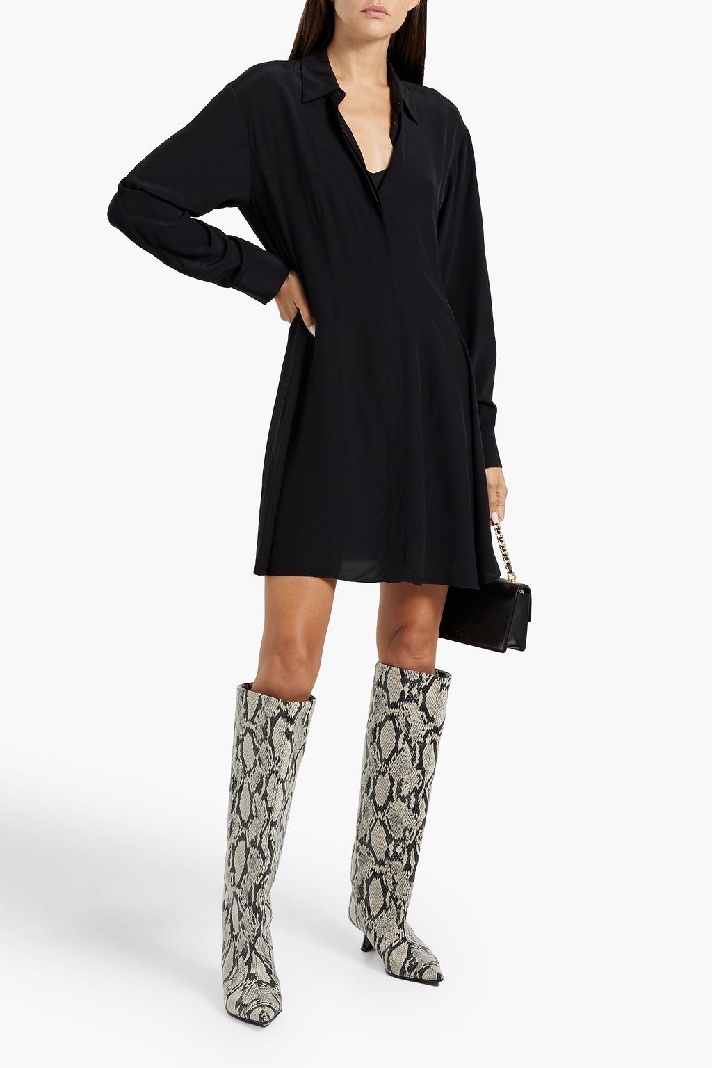 THEORY Crepe de chine mini shirt dress