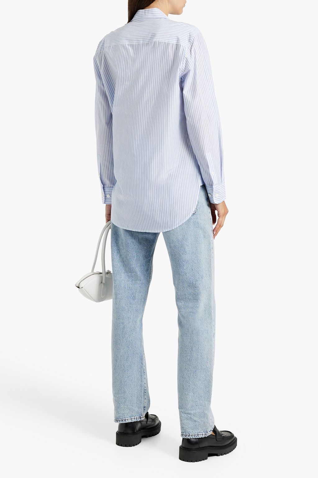 FRAME Striped cotton and silk-blend poplin shirt