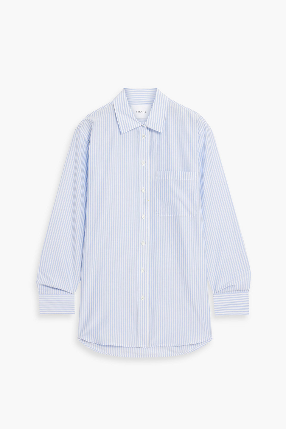 Frame Striped Cotton And Silk-blend Poplin Shirt In Blue