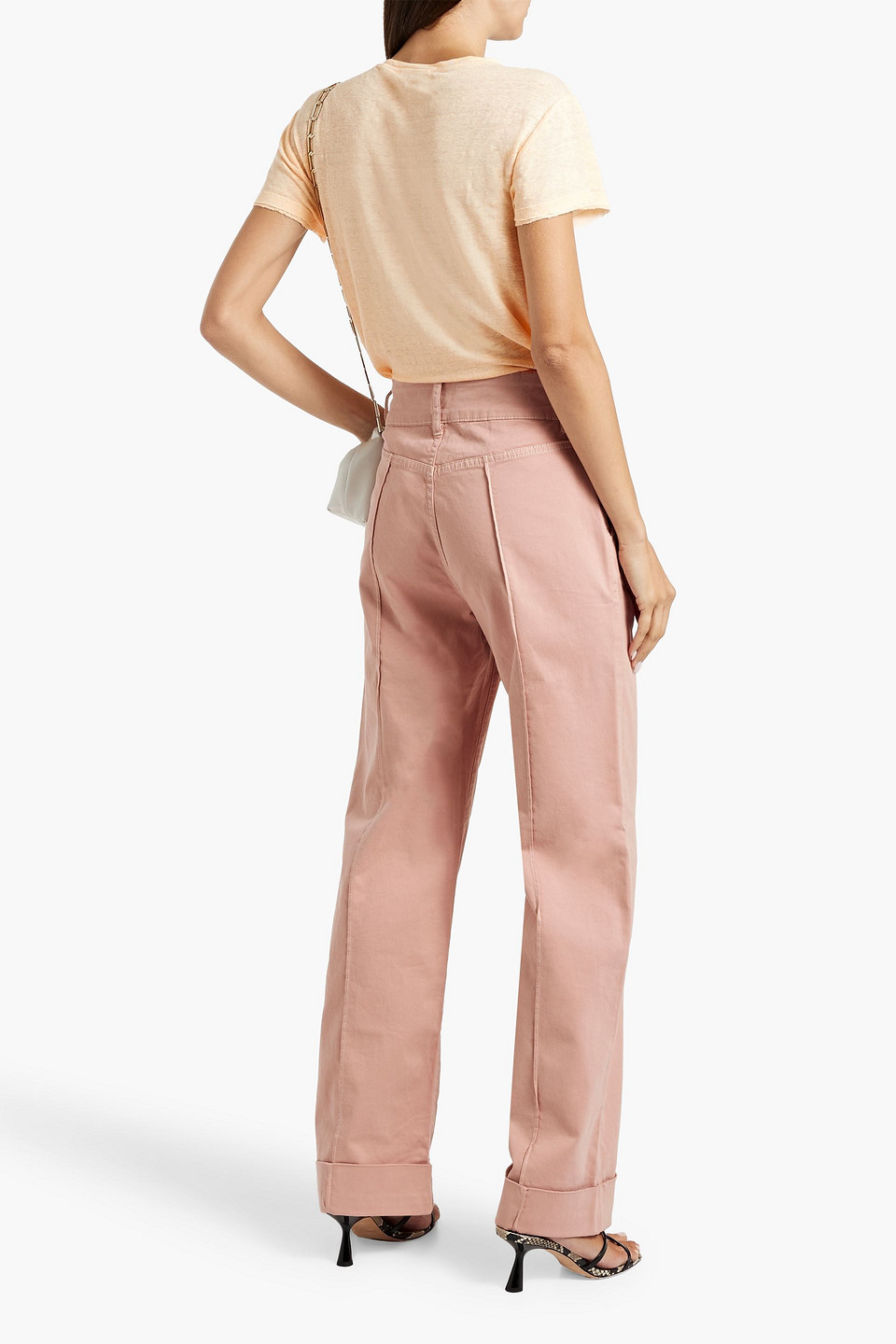 Frame Linen-jersey T-shirt In Peach