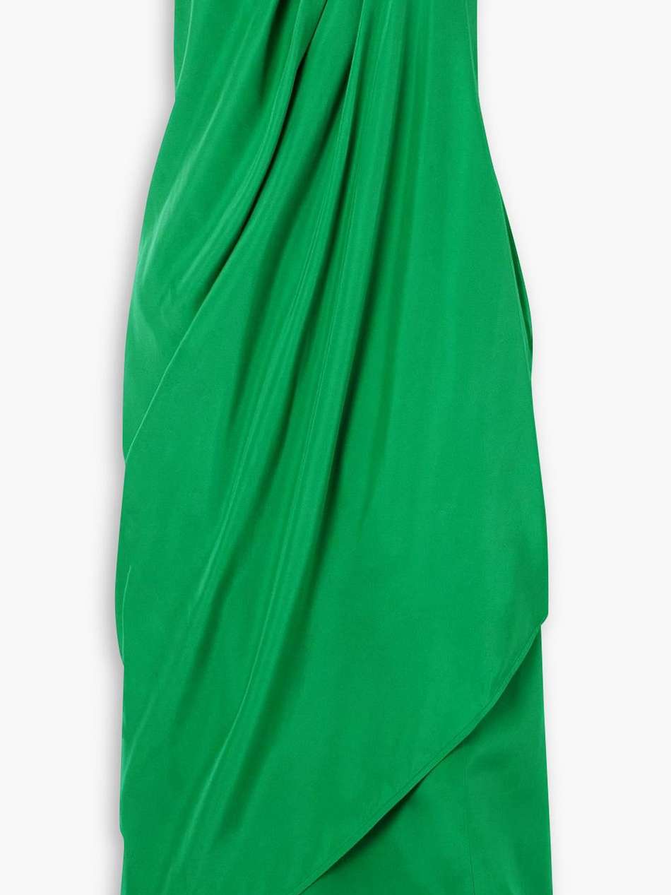 onna strapless draped silk-satin midi dress