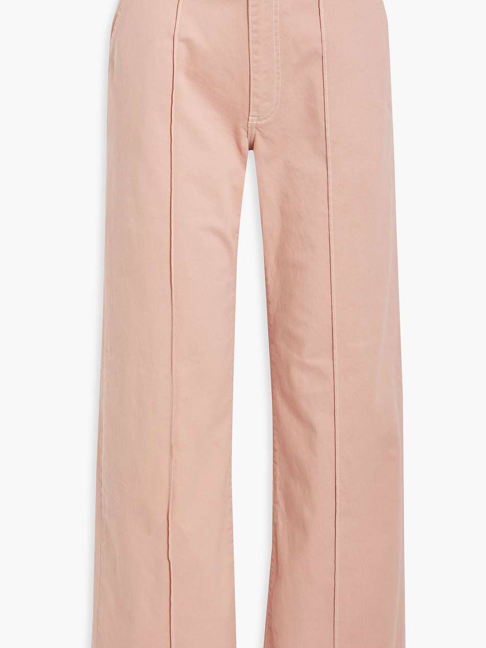 70's cotton-blend twill straight-leg pants
