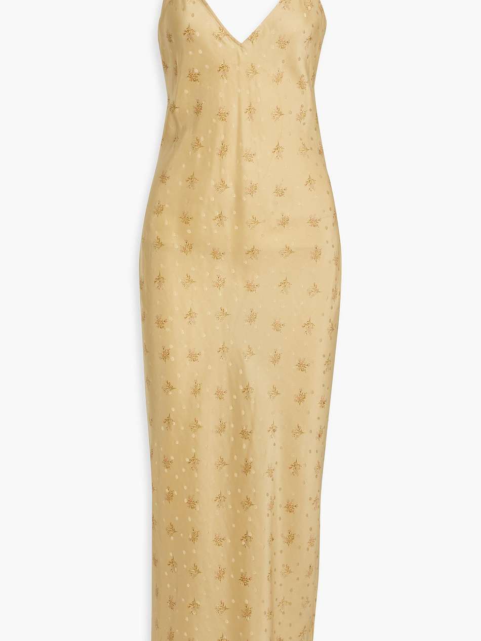 floral-print silk-satin jacquard maxi slip dress